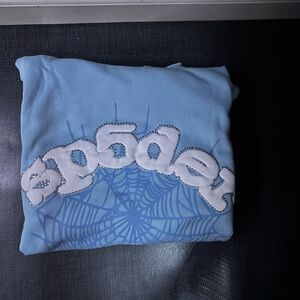 Sp5der hoodie sky blue size small